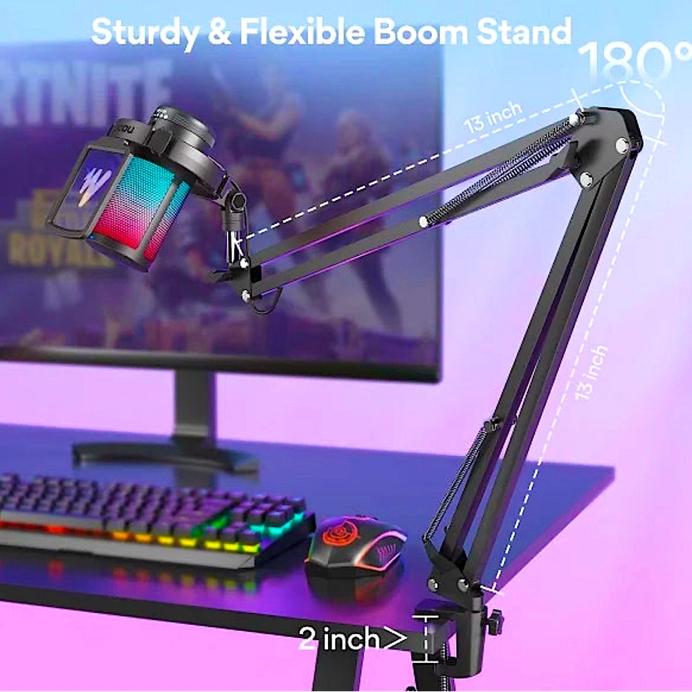 MAONO GAMERWAVE USB MICROPHONE, NOISE CANCELING, Bundle with BOOM ARM